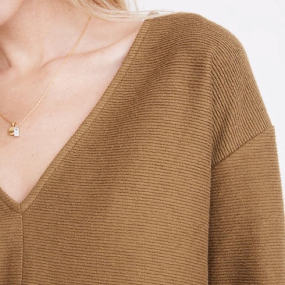 Madewell Texture&Thread Long-Sleeve Tie-Front Top - Picture 3 of 6